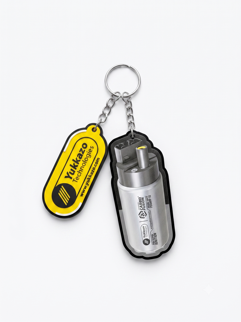 PGE KIT- LANYARD YUKKAZO TECHNOLOGIES + LLAVERO 3D ACRILICO CARBO FUSION