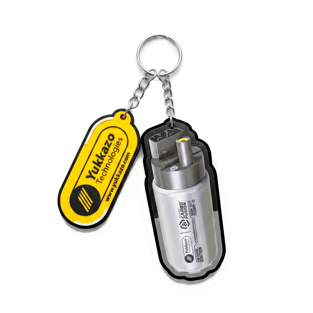 PGE KIT- LANYARD YUKKAZO TECHNOLOGIES + LLAVERO 3D ACRILICO CARBO FUSION