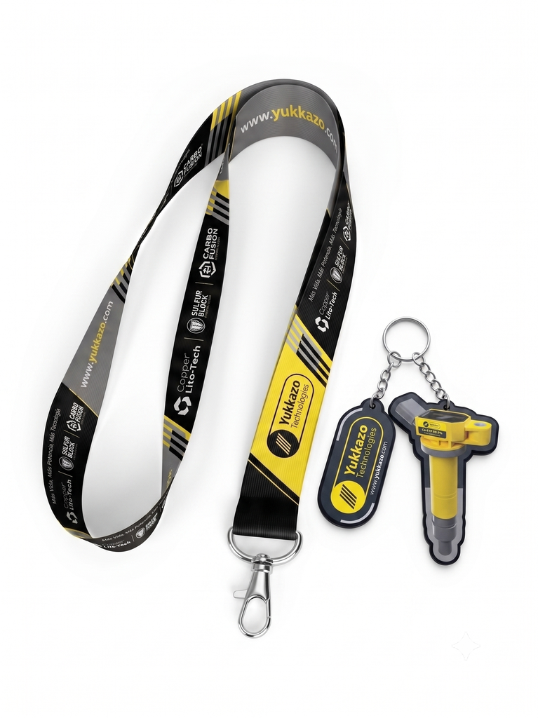 PGE KIT- LANYARD YUKKAZO TECHNOLOGIES + LLAVERO 3D ACRILICO COPPER LITO-TECH